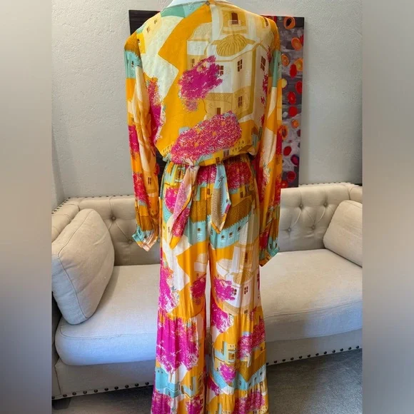 KAANDA GREEK VILLAGE GYPSY WIDE TOP PANT RESORT COLLECTION M/L - Picture 3 of 15